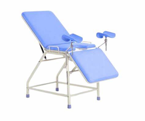 Thumbnail 2: Size: 700mm(L)*620mm(W)*815mm(H) Packing size:1040mm*900mm*320mm (carton) Main features: 1. Epoxy coated frame, high quality sponge top with artificial leather cover; 2. Three sections, back rest (adjusted by gas spring), knee rest function (controlled by gear mechanic system); 3. Double leg supporting device, with one S.S. bowl; 4. Base with foot pedal, foot with anti—noise rubber